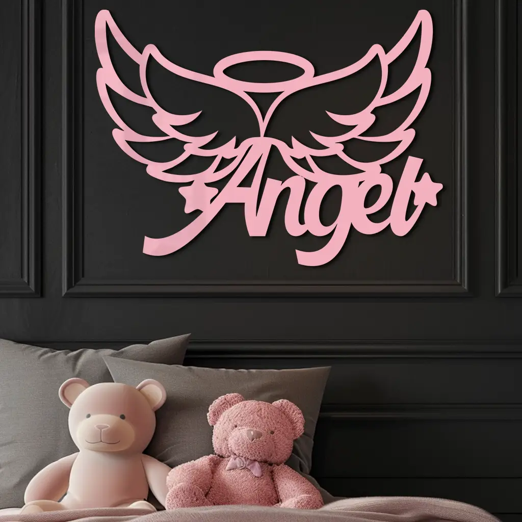 Angel Wings with Halo Metal Wall Art – Modern Spiritual Decor - KAFGP084 by Enova Art
