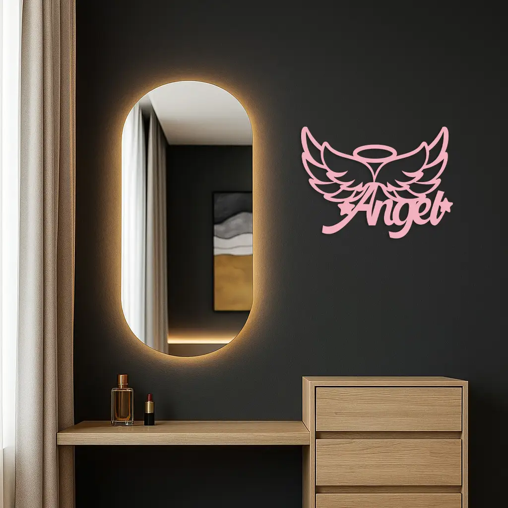 Angel Wings with Halo Metal Wall Art – Modern Spiritual Decor - KAFGP084 by Enova Art