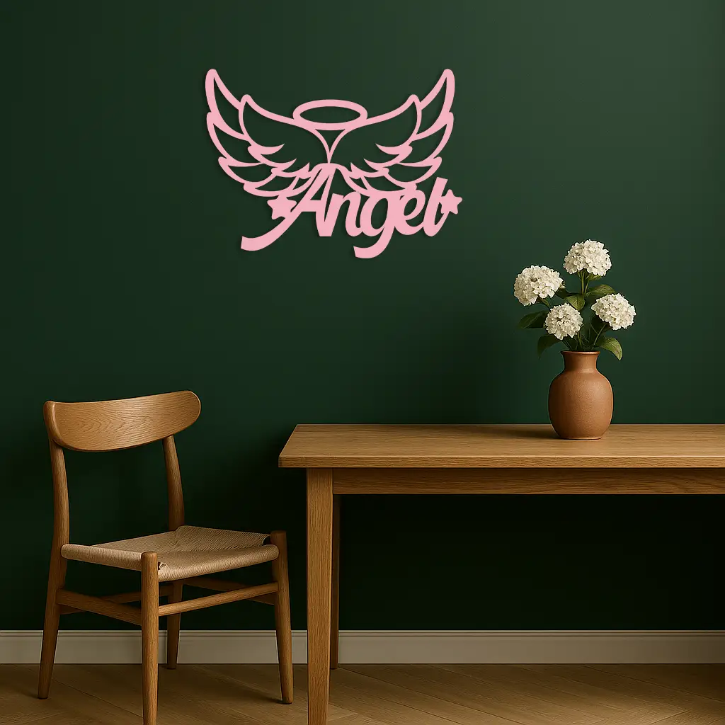 Angel Wings with Halo Metal Wall Art – Modern Spiritual Decor - KAFGP084 by Enova Art