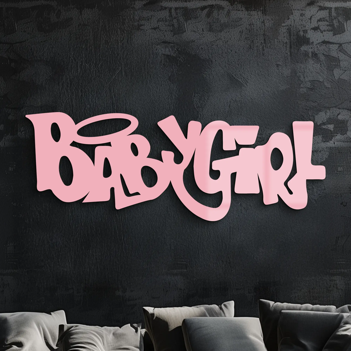 Babygirl Text Metal Wall Art – Modern Typography Home Decor - KAFGP086 by Enova Art