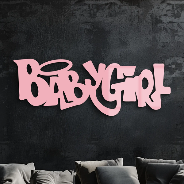 Babygirl Text Metal Wall Art – Modern Typography Home Decor - KAFGP086