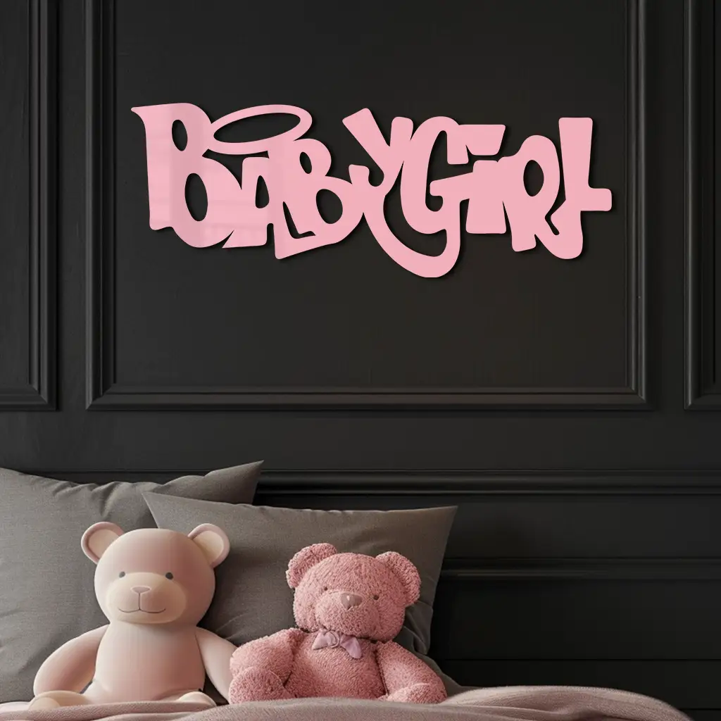 Babygirl Text Metal Wall Art – Modern Typography Home Decor - KAFGP086 by Enova Art