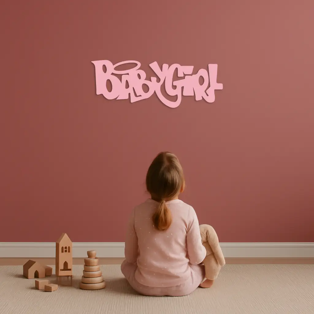 Babygirl Text Metal Wall Art – Modern Typography Home Decor - KAFGP086 by Enova Art