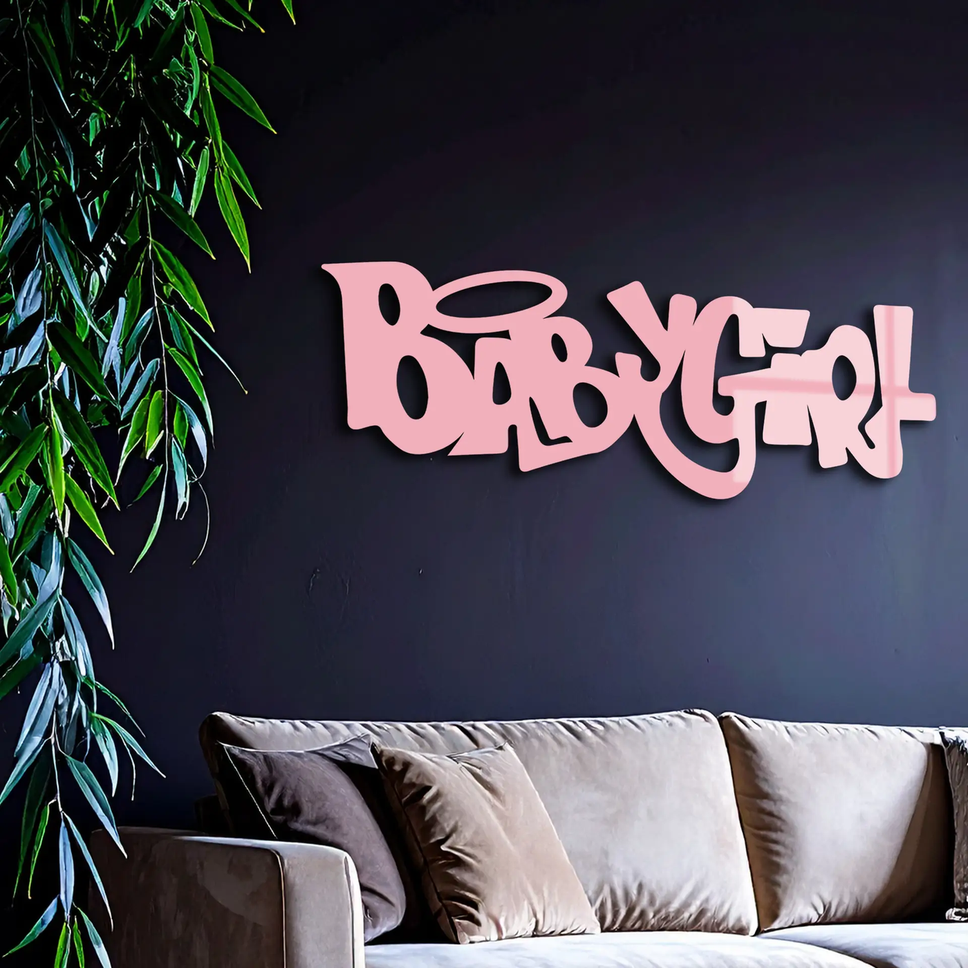 Babygirl Text Metal Wall Art – Modern Typography Home Decor - KAFGP086 by Enova Art