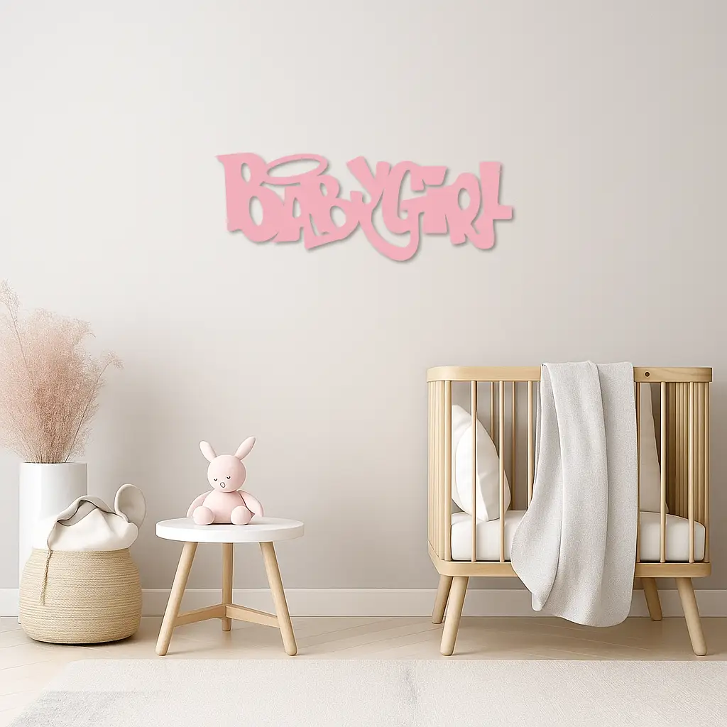 Babygirl Text Metal Wall Art – Modern Typography Home Decor - KAFGP086 by Enova Art