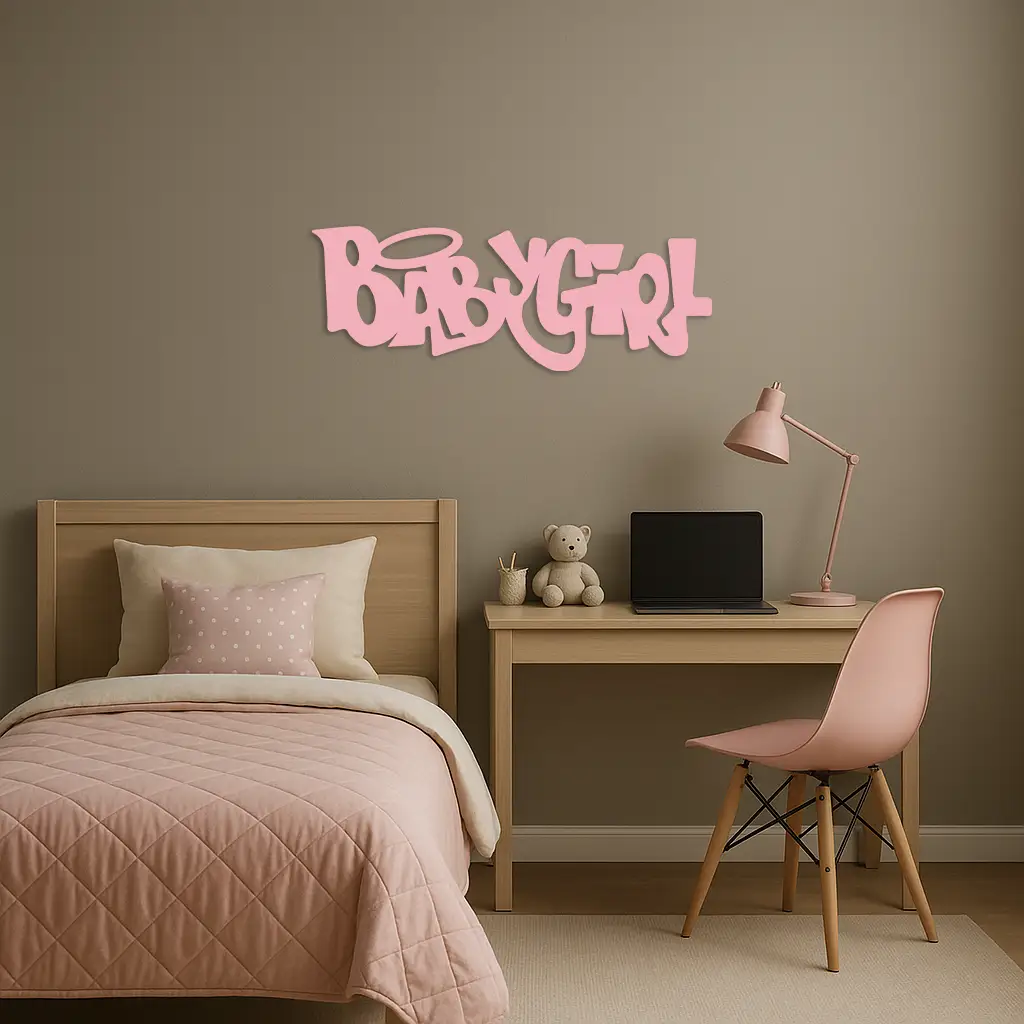 Babygirl Text Metal Wall Art – Modern Typography Home Decor - KAFGP086 by Enova Art