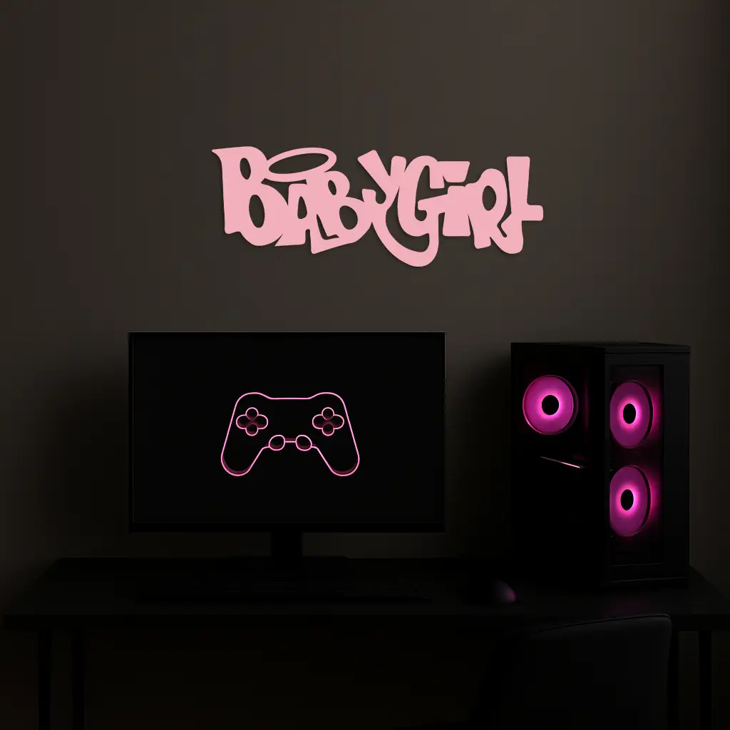 Babygirl Text Metal Wall Art – Modern Typography Home Decor - KAFGP086 by Enova Art
