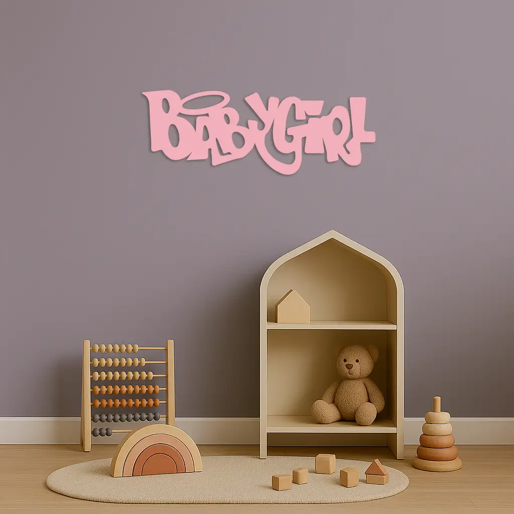 Babygirl Text Metal Wall Art – Modern Typography Home Decor - KAFGP086 by Enova Art