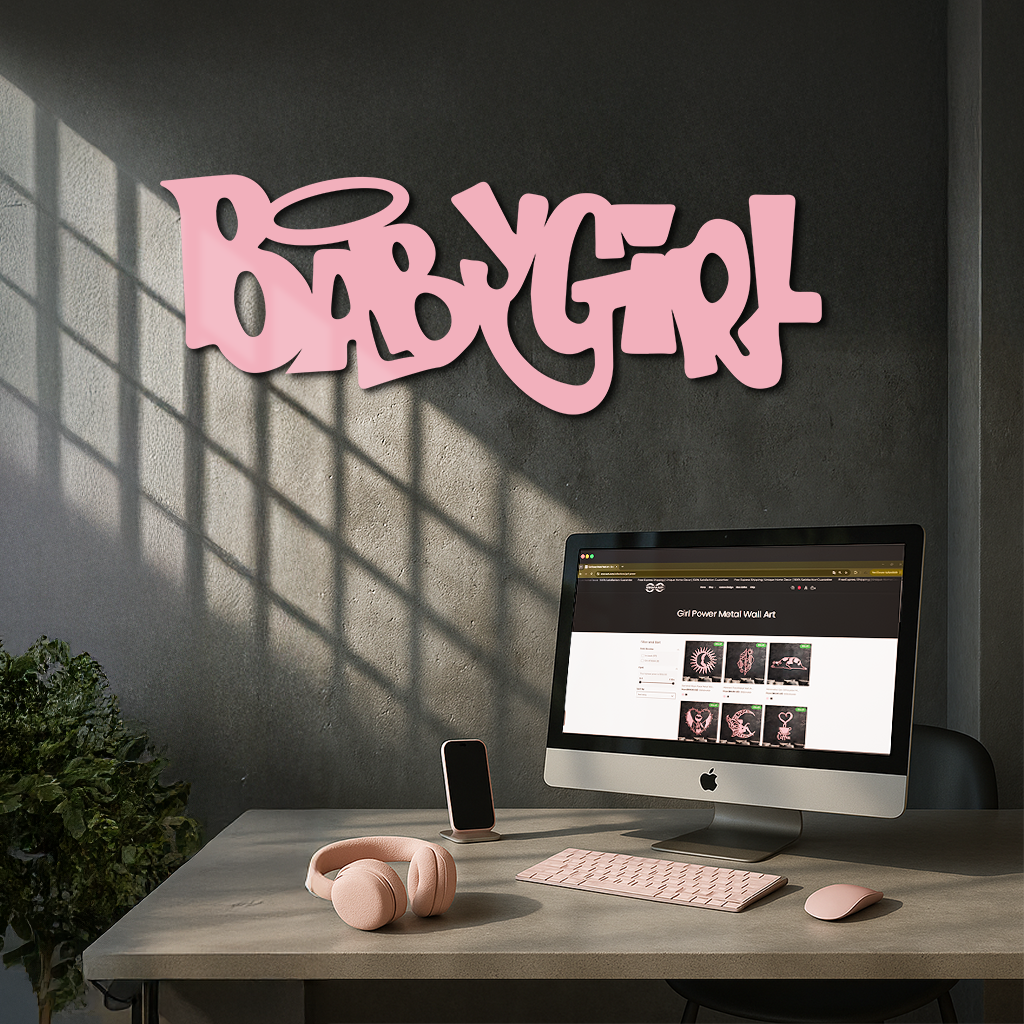 Babygirl Text Metal Wall Art – Modern Typography Home Decor - KAFGP086 by Enova Art