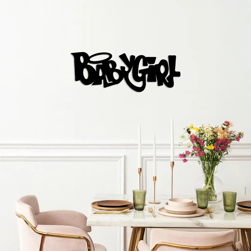 Babygirl Text Metal Wall Art – Modern Typography Home Decor - KAFGP086 by Enova Art