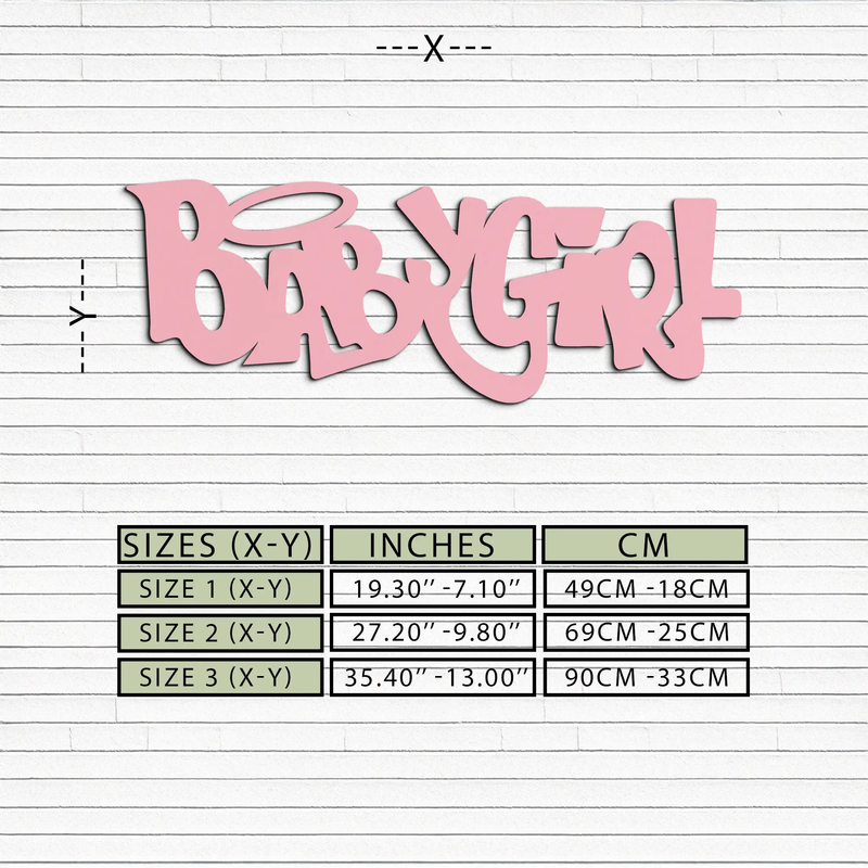 Babygirl Text Metal Wall Art – Modern Typography Home Decor - KAFGP086 by Enova Art