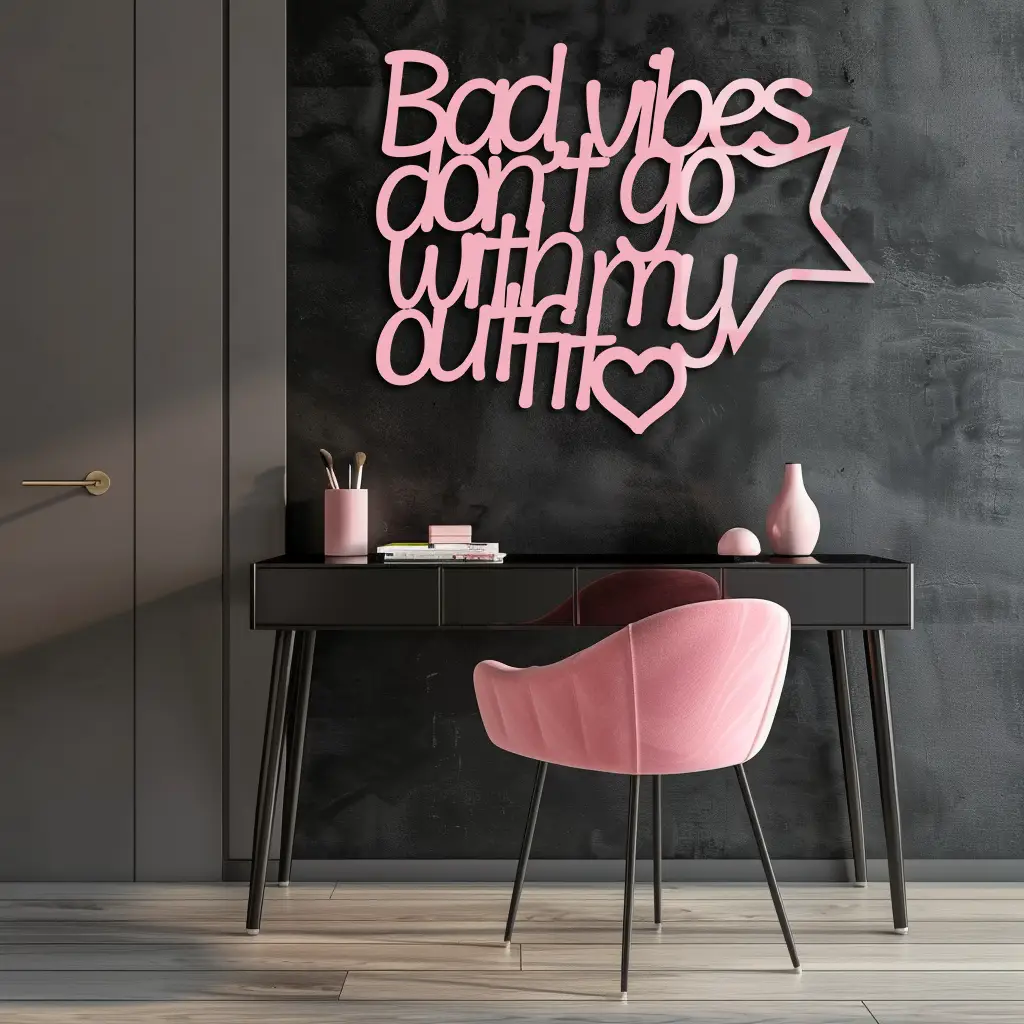 Bad Vibes Don’t Go With My Outfit Metal Wall Art – Modern Quote Design - KAFGP087 by Enova Art