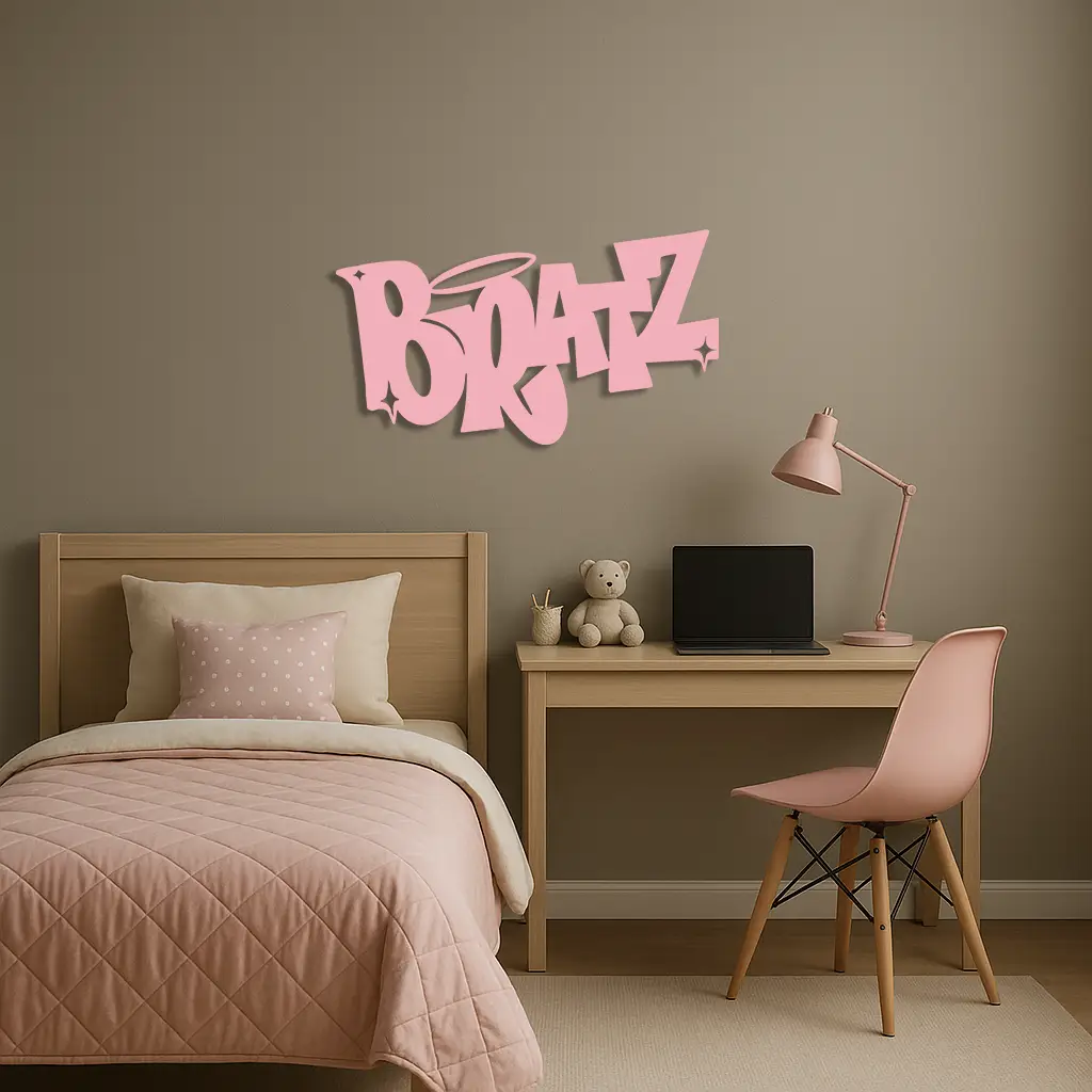 Bratz Logo Inspired Metal Wall Art – Trendy Retro Room Decor - KAFGP088 by Enova Art