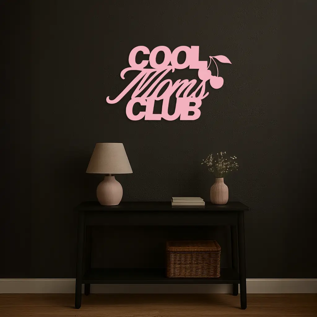 Cool Moms Club Typography Metal Wall Art – Cherry Accent Decorative Sign - KAFGP089 by Enova Art