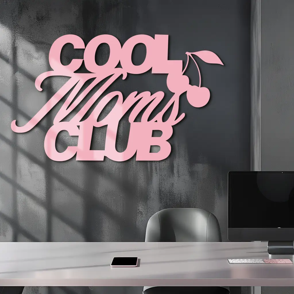 Cool Moms Club Typography Metal Wall Art – Cherry Accent Decorative Sign - KAFGP089 by Enova Art