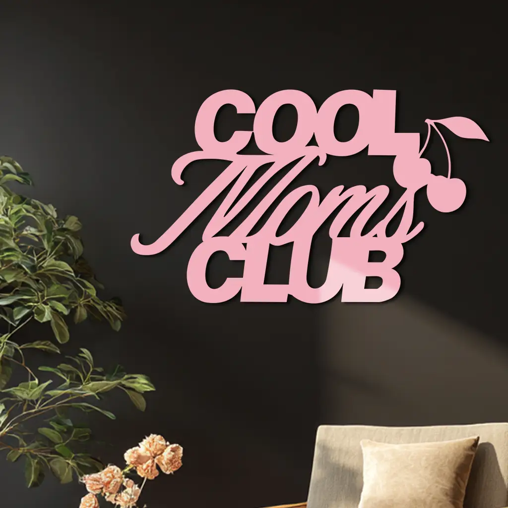 Cool Moms Club Typography Metal Wall Art – Cherry Accent Decorative Sign - KAFGP089 by Enova Art