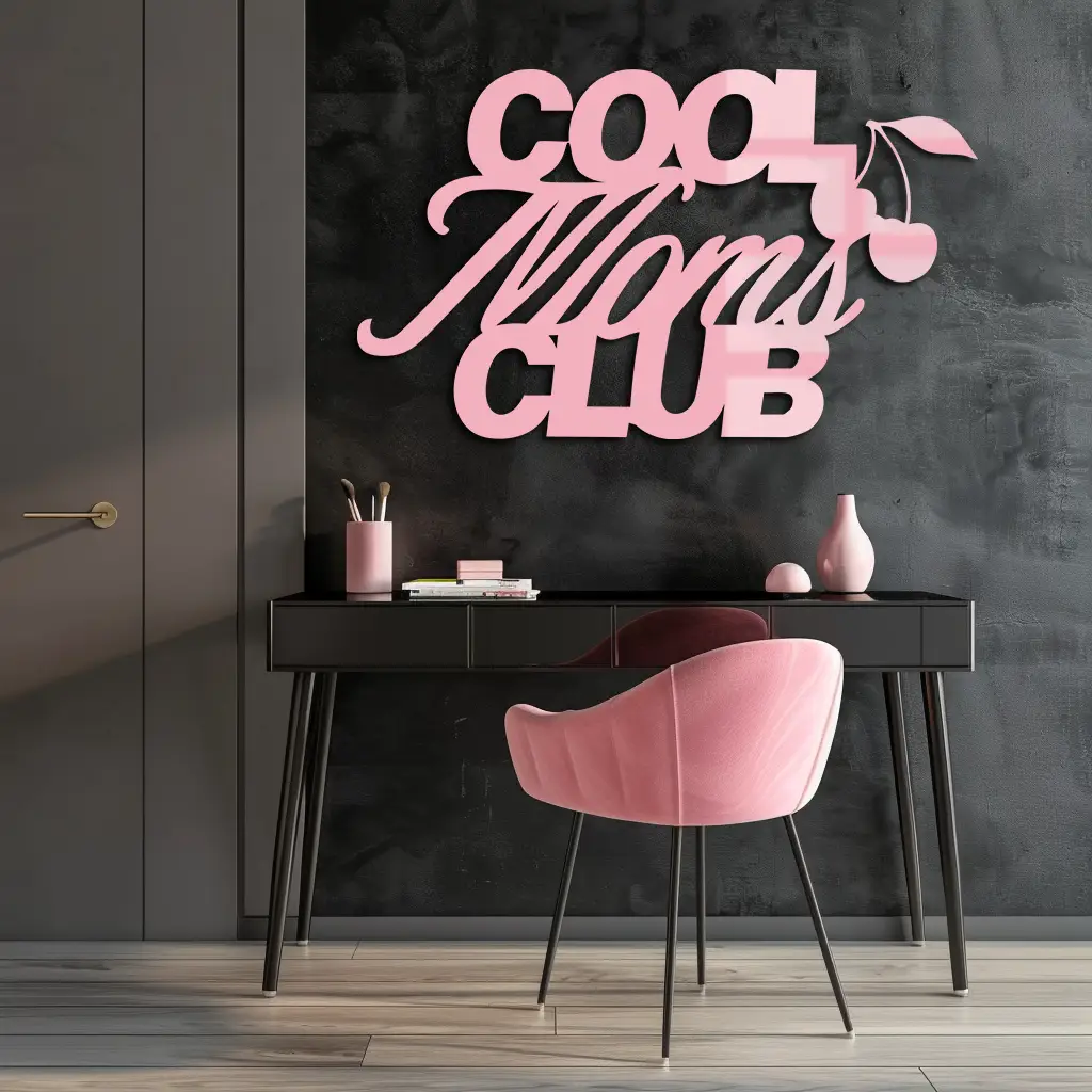 Cool Moms Club Typography Metal Wall Art – Cherry Accent Decorative Sign - KAFGP089 by Enova Art