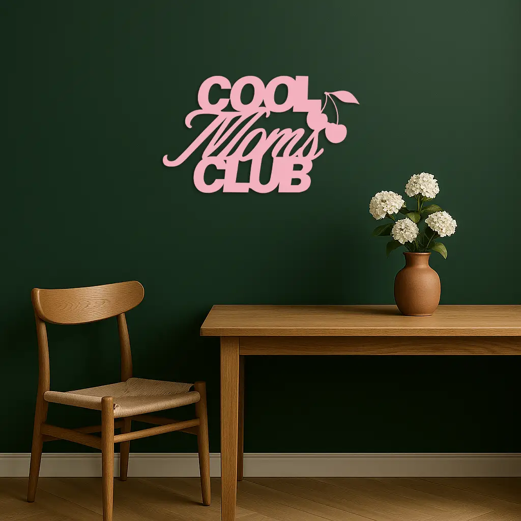 Cool Moms Club Typography Metal Wall Art – Cherry Accent Decorative Sign - KAFGP089 by Enova Art
