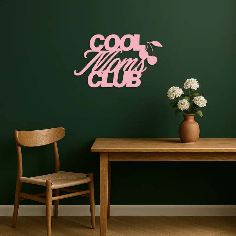 Cool Moms Club Typography Metal Wall Art – Cherry Accent Decorative Sign - KAFGP089 by Enova Art