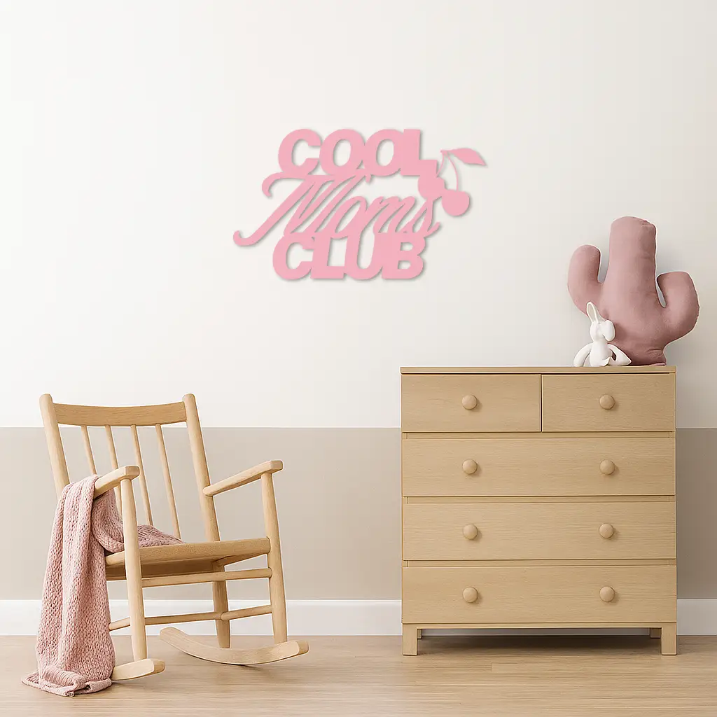 Cool Moms Club Typography Metal Wall Art – Cherry Accent Decorative Sign - KAFGP089 by Enova Art