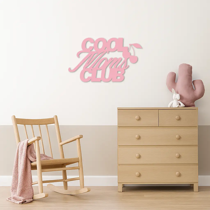 Cool Moms Club Typography Metal Wall Art – Cherry Accent Decorative Sign - KAFGP089 by Enova Art
