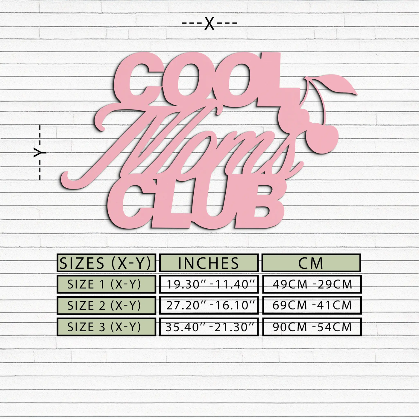 Cool Moms Club Typography Metal Wall Art – Cherry Accent Decorative Sign - KAFGP089 by Enova Art