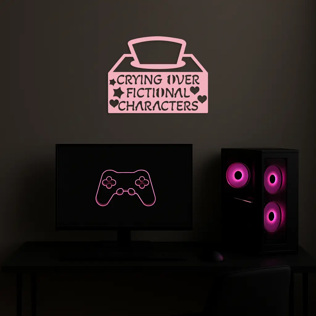 Crying Over Fictional Characters Metal Wall Art – Book & Movie Lovers Quote Decor - KAFGP090 by Enova Art
