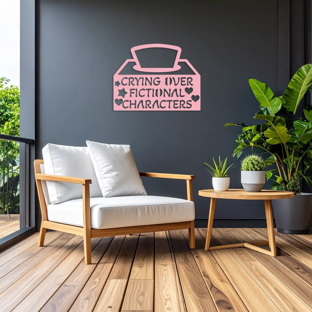 Crying Over Fictional Characters Metal Wall Art – Book & Movie Lovers Quote Decor - KAFGP090 by Enova Art