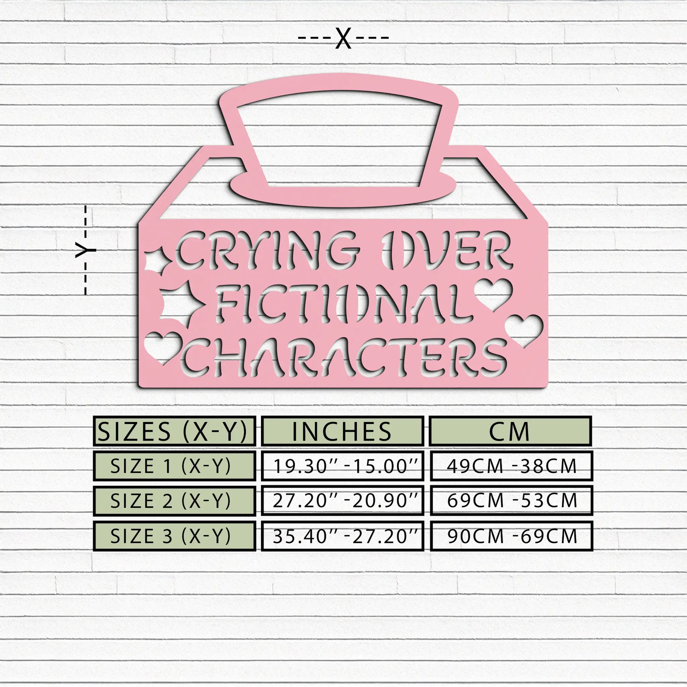 Crying Over Fictional Characters Metal Wall Art – Book & Movie Lovers Quote Decor - KAFGP090 by Enova Art
