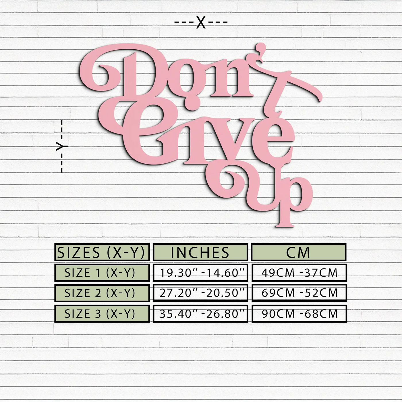 Don’t Give Up Motivational Quote Metal Wall Art – Inspirational Typography Decor - KAFGP091 by Enova Art