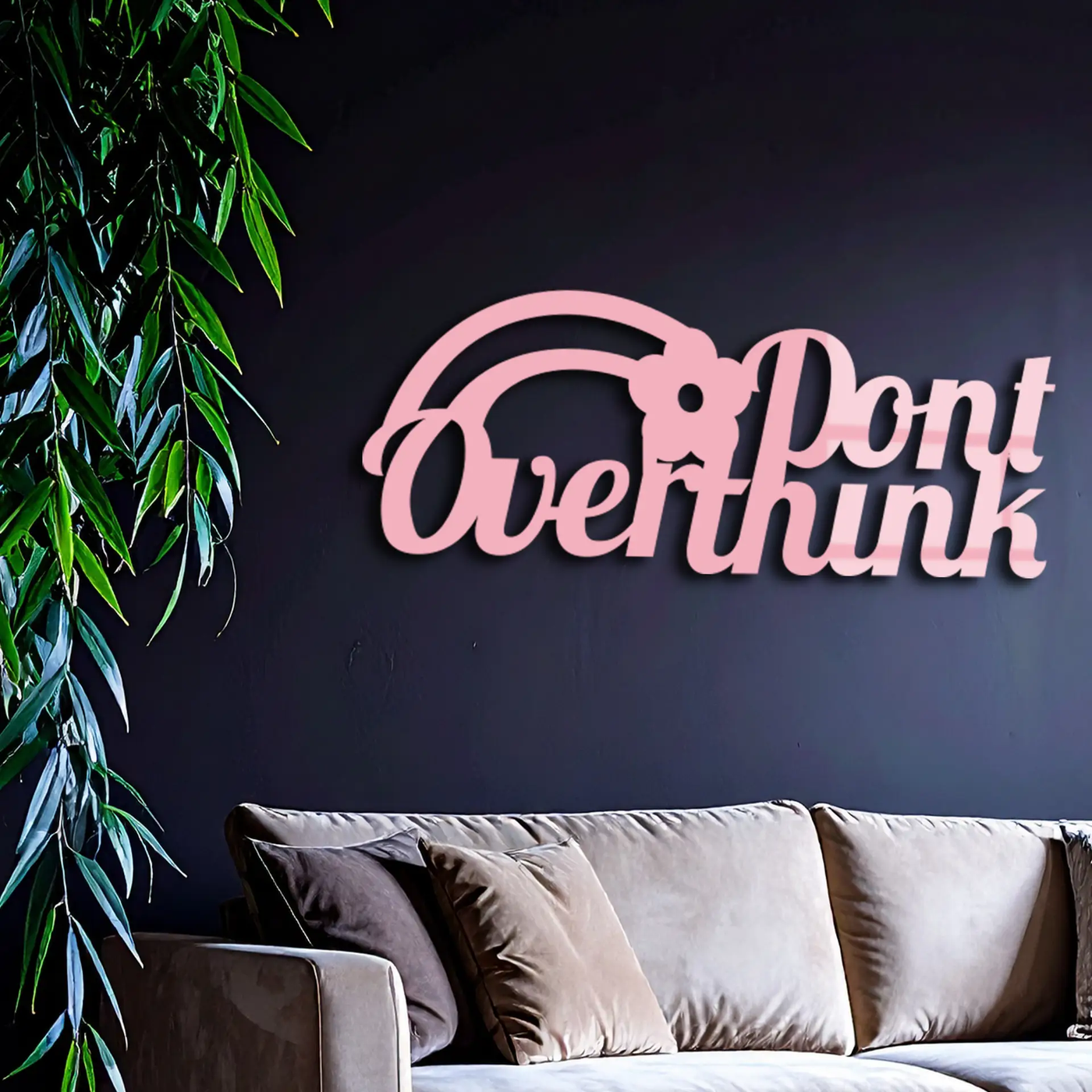 Don't Overthink Metal Wall Art – Inspirational Quote Silhouette Decor - KAFGP092 by Enova Art