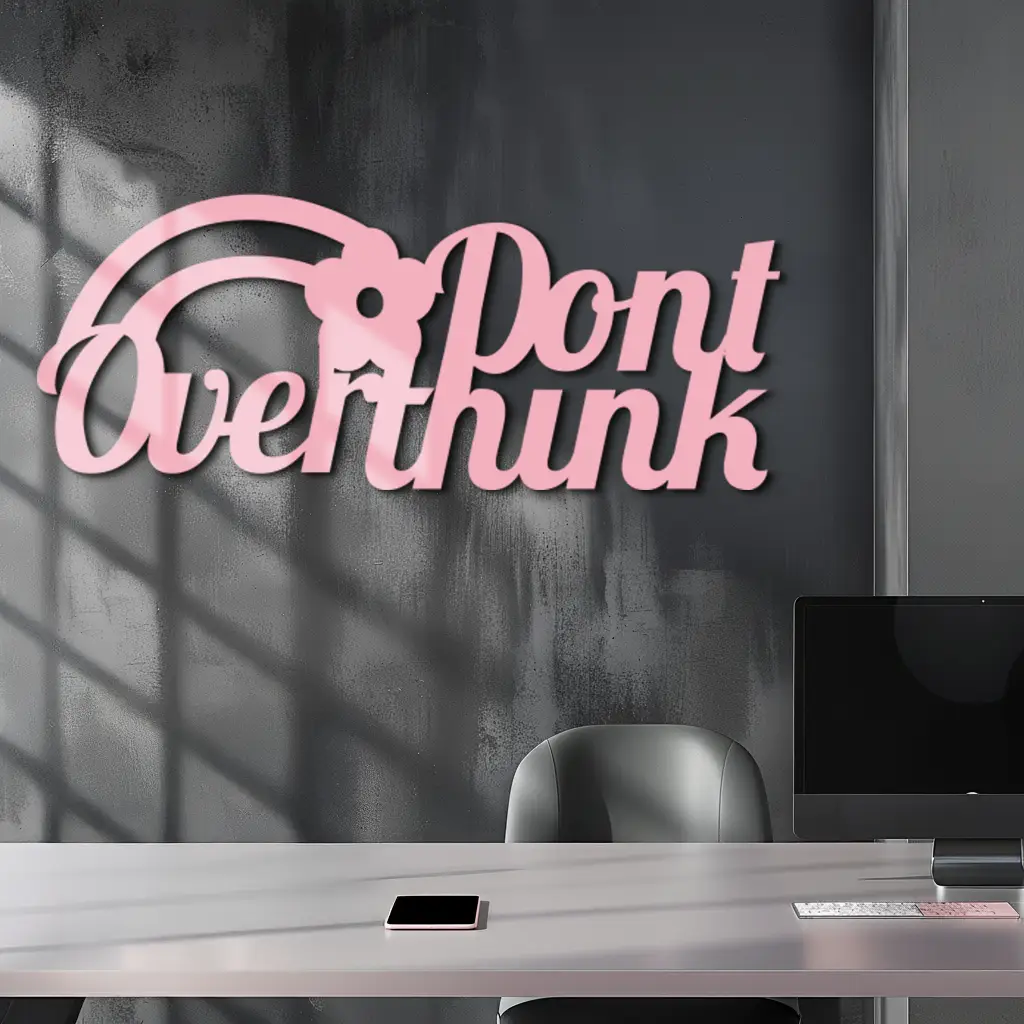 Don't Overthink Metal Wall Art – Inspirational Quote Silhouette Decor - KAFGP092 by Enova Art