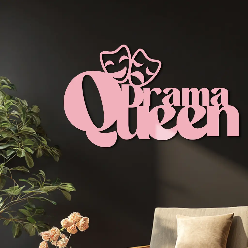 Drama Queen Metal Wall Art – Theatrical Comedy & Tragedy Mask Design - KAFGP093 by Enova Art