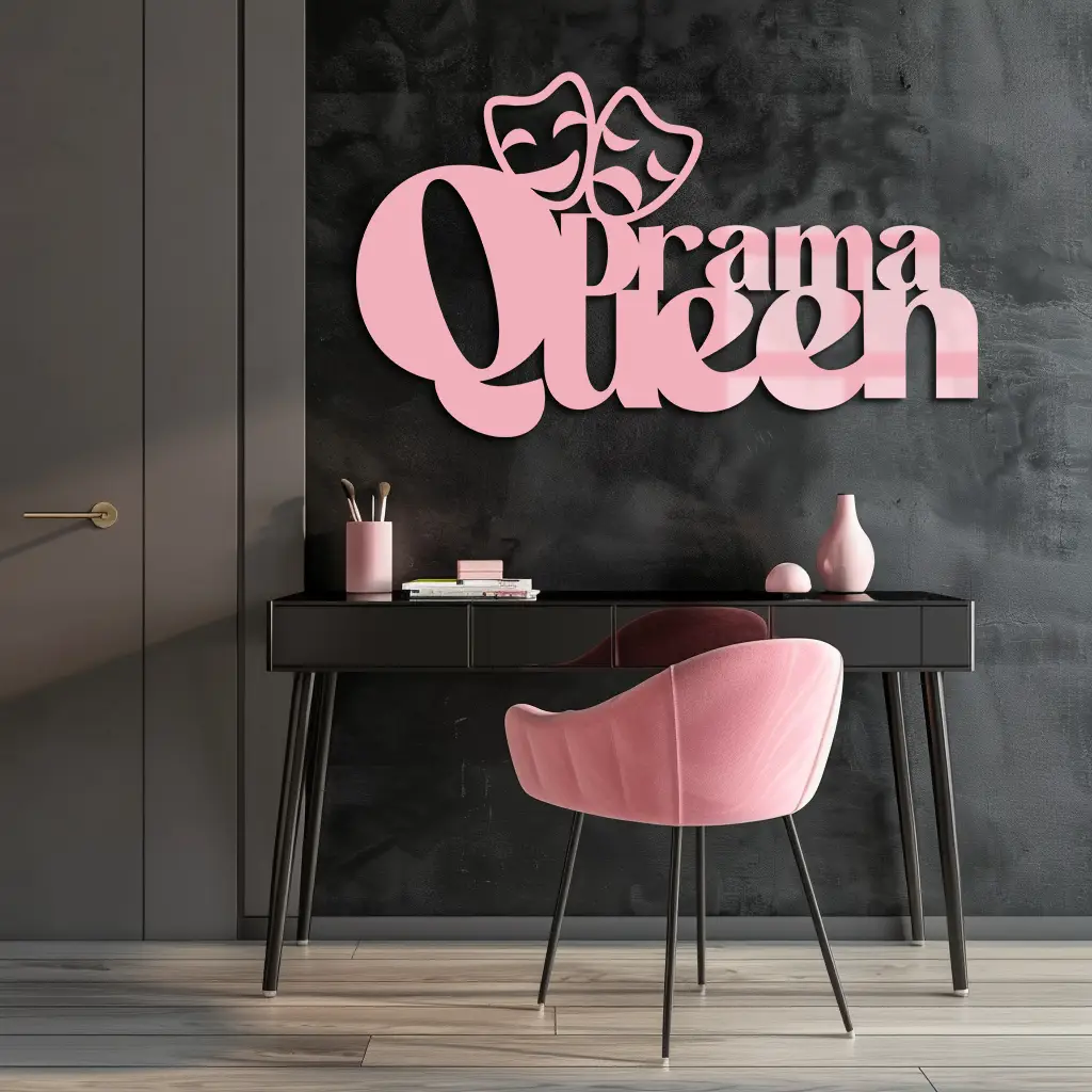 Drama Queen Metal Wall Art – Theatrical Comedy & Tragedy Mask Design - KAFGP093 by Enova Art