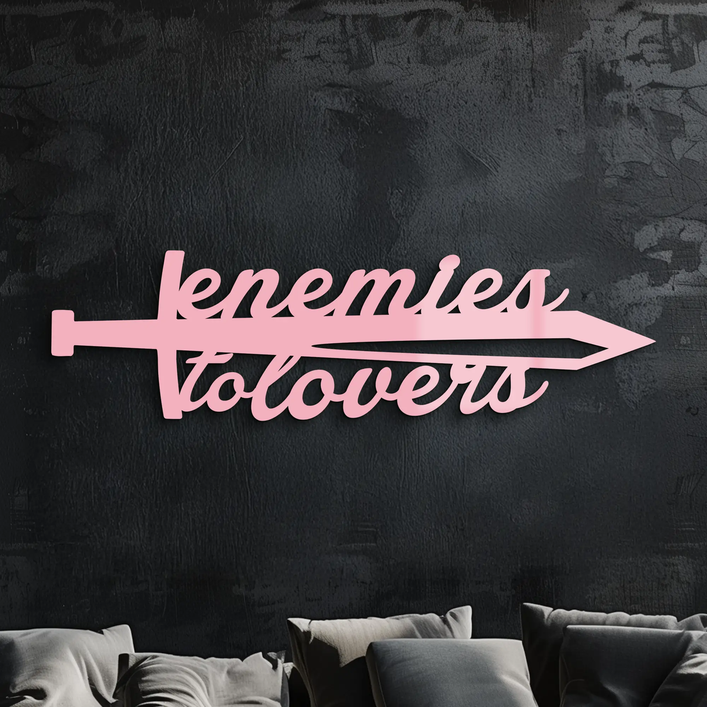Enemies to Lovers Sword Quote Metal Wall Art – Romantic Typography Decor - KAFGP094 by Enova Art