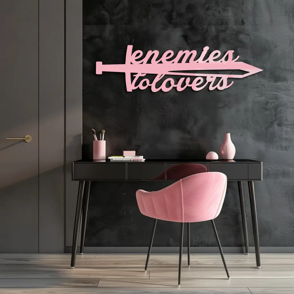Enemies to Lovers Sword Quote Metal Wall Art – Romantic Typography Decor - KAFGP094 by Enova Art