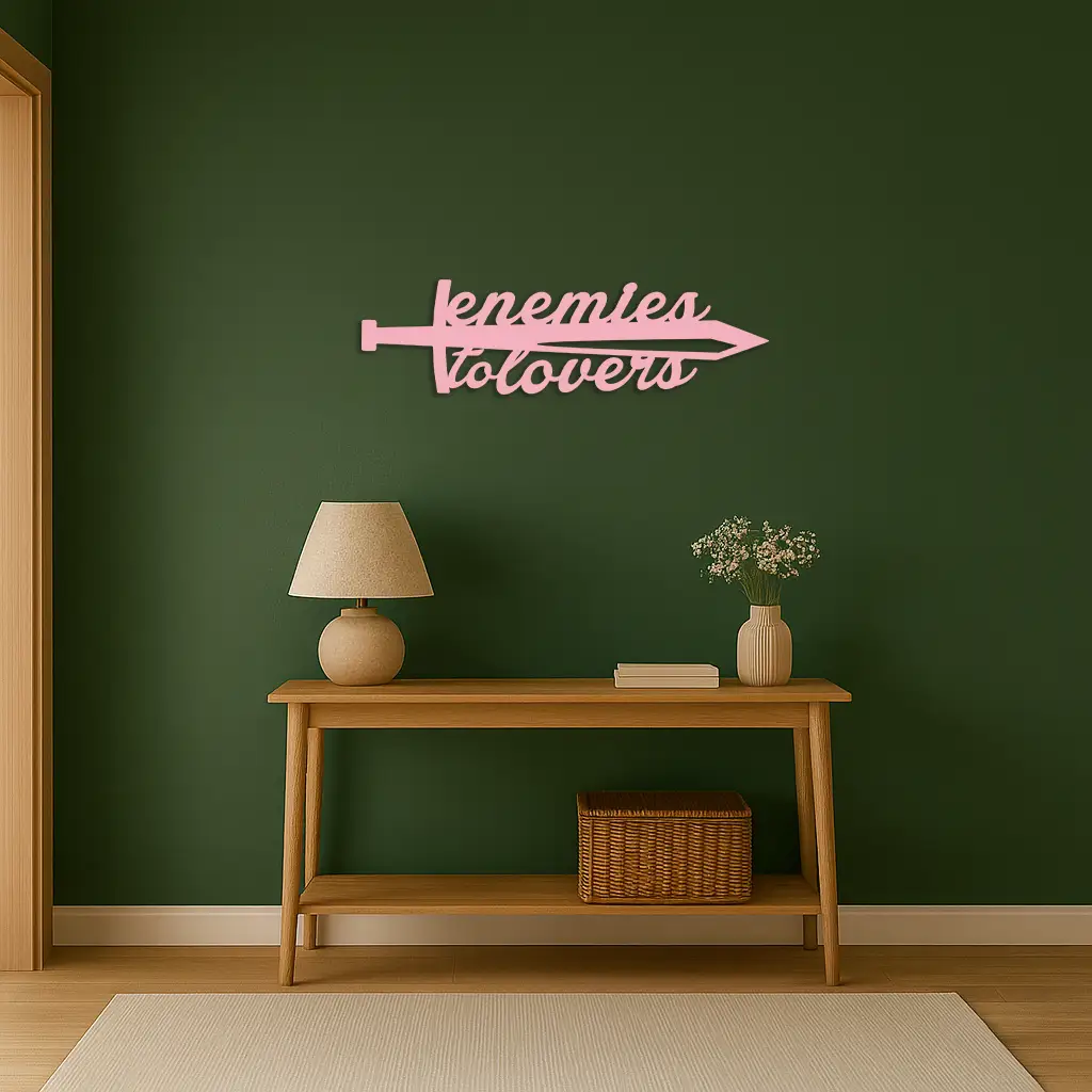 Enemies to Lovers Sword Quote Metal Wall Art – Romantic Typography Decor - KAFGP094 by Enova Art