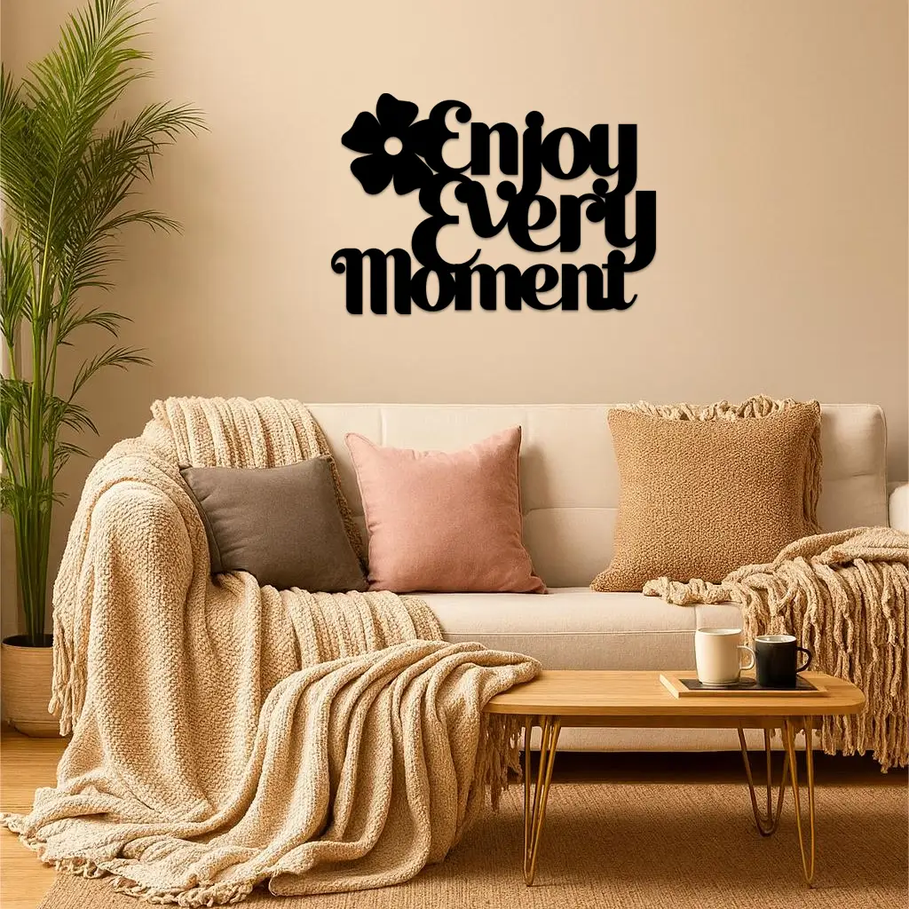 Enjoy Every Moment Metal Wall Art – Inspirational Quote Home Decor - KAFGP095 by Enova Art