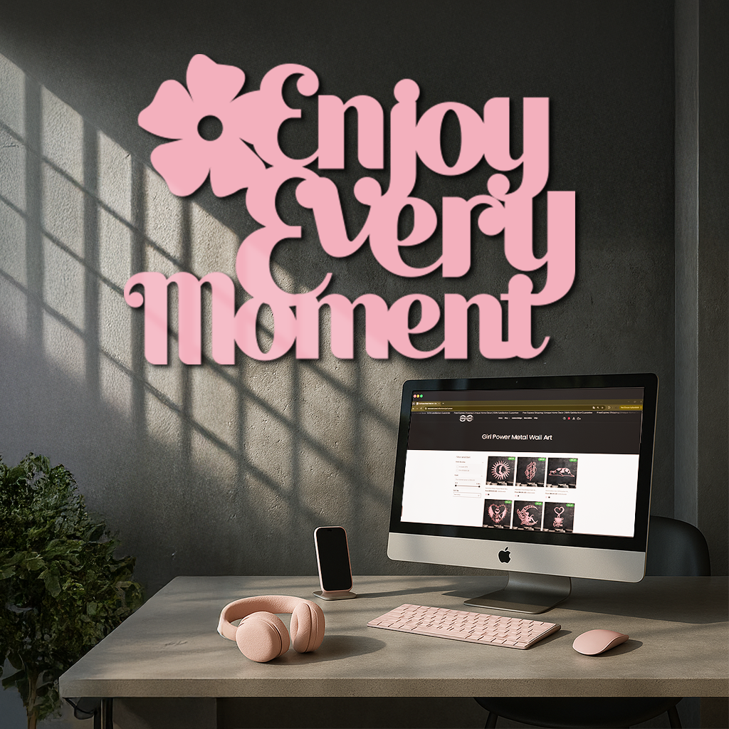 Enjoy Every Moment Metal Wall Art – Inspirational Quote Home Decor - KAFGP095 by Enova Art