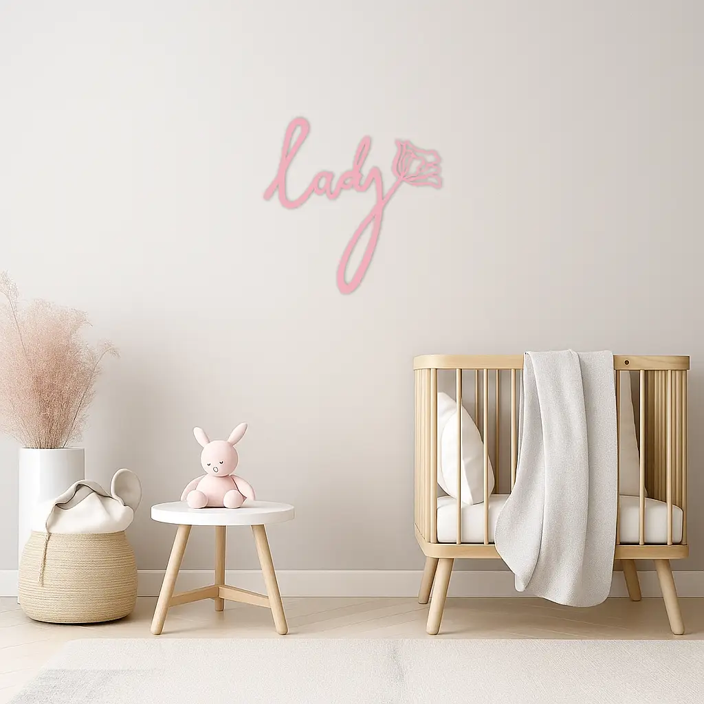 Lady Script Word Metal Wall Art – Elegant Floral Typography Decor - KAFGP096 by Enova Art