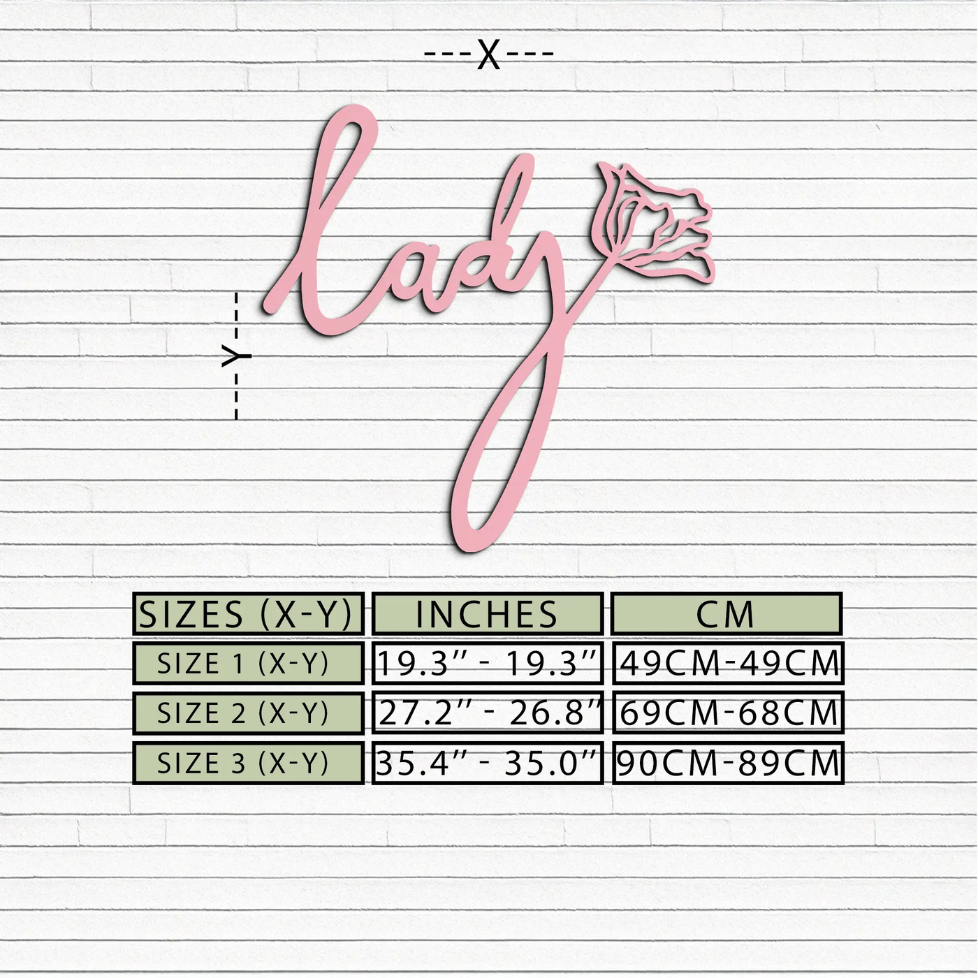 Lady Script Word Metal Wall Art – Elegant Floral Typography Decor - KAFGP096 by Enova Art