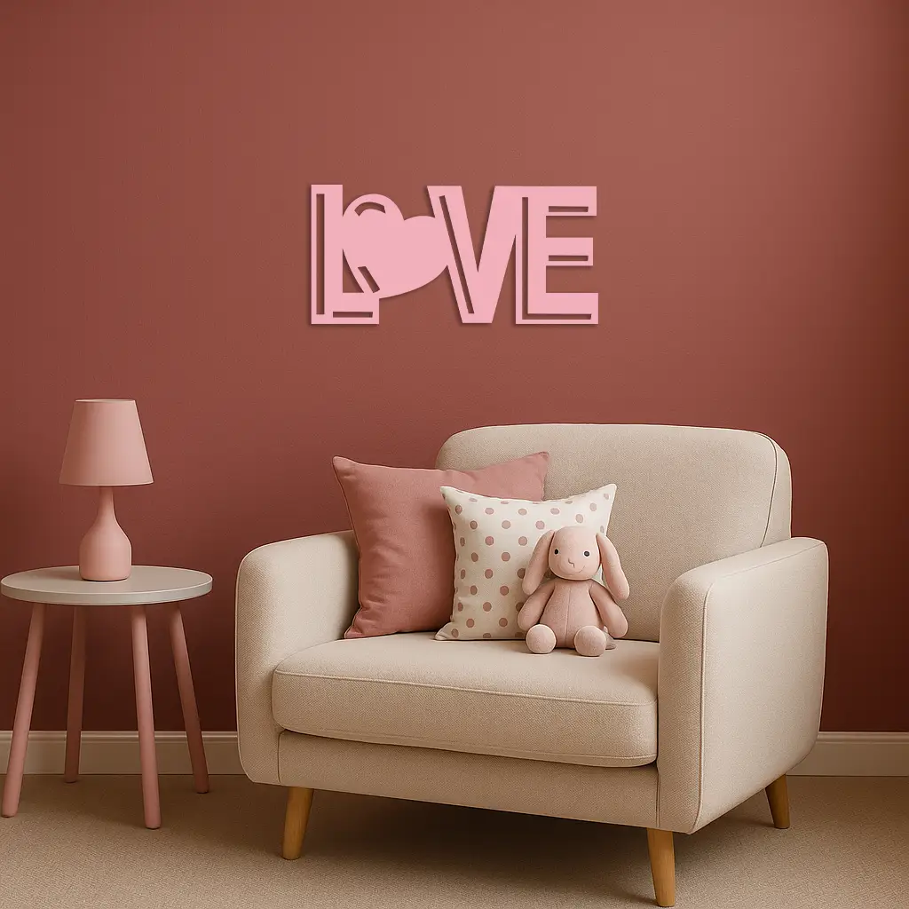 LOVE Heart Typography Metal Wall Art – Modern Romantic Decor - KAFGP097 by Enova Art