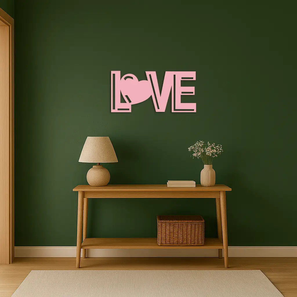 LOVE Heart Typography Metal Wall Art – Modern Romantic Decor - KAFGP097 by Enova Art