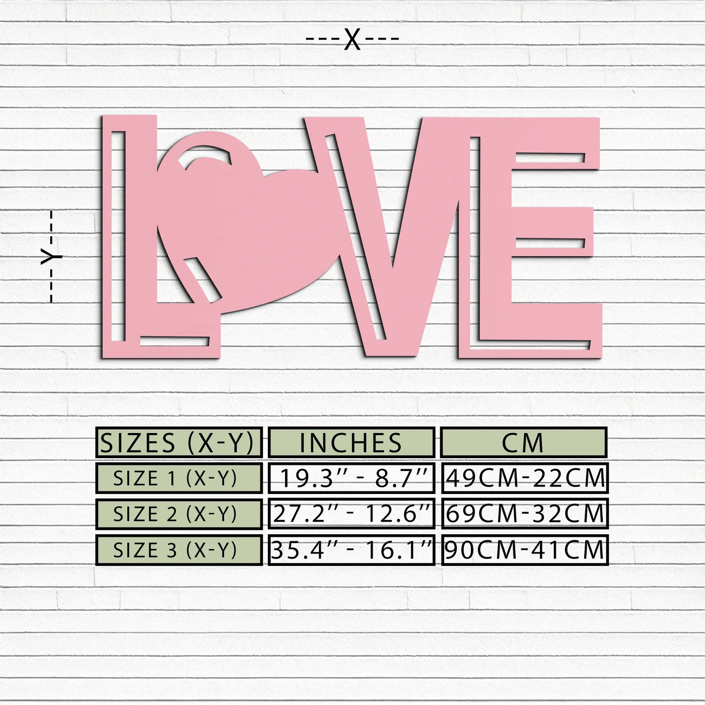 LOVE Heart Typography Metal Wall Art – Modern Romantic Decor - KAFGP097 by Enova Art