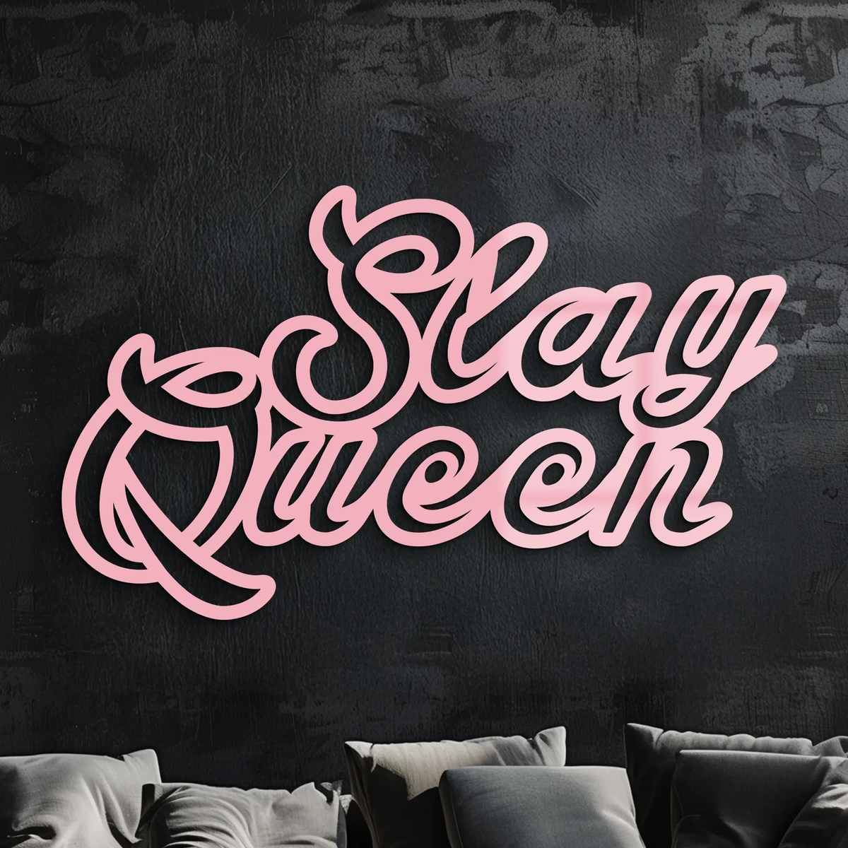 Slay Queen Typography Metal Wall Art – Feminine Empowerment Design - KAFGP106 by Enova Art