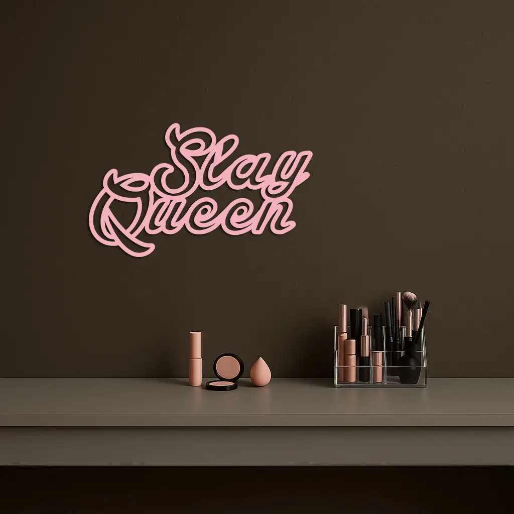 Slay Queen Typography Metal Wall Art – Feminine Empowerment Design - KAFGP106 by Enova Art