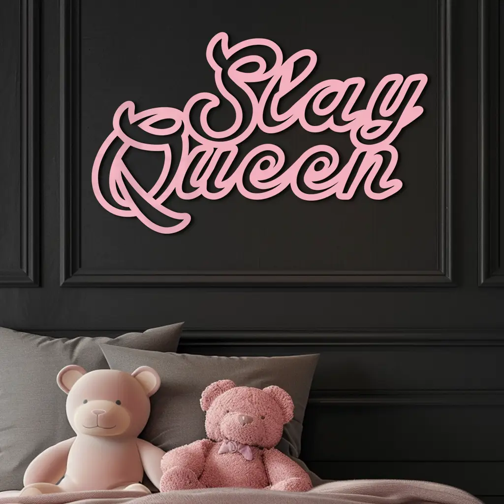 Slay Queen Typography Metal Wall Art – Feminine Empowerment Design - KAFGP106 by Enova Art