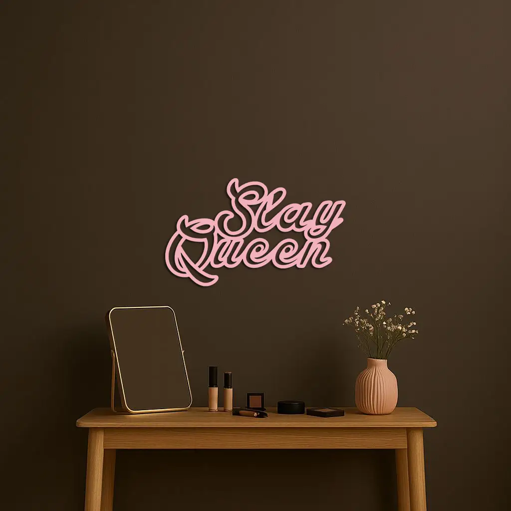 Slay Queen Typography Metal Wall Art – Feminine Empowerment Design - KAFGP106 by Enova Art