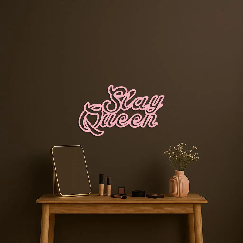Slay Queen Typography Metal Wall Art – Feminine Empowerment Design - KAFGP106 by Enova Art