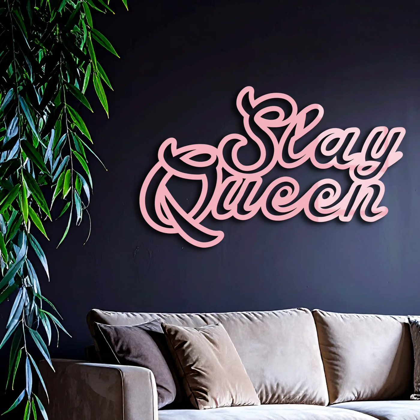Slay Queen Typography Metal Wall Art – Feminine Empowerment Design - KAFGP106 by Enova Art